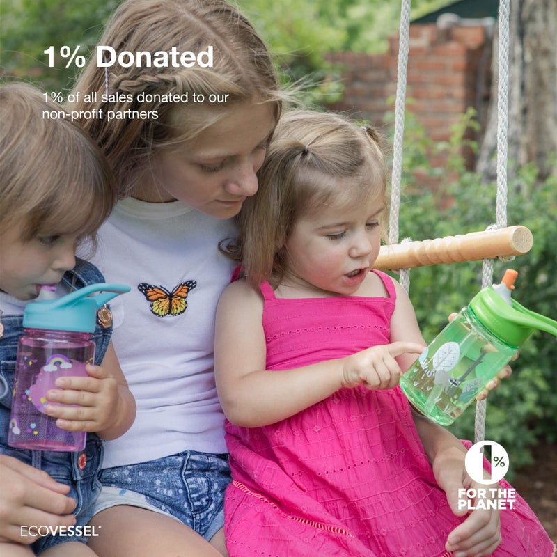 EcoVessel SPLASH Tritan Plastic Kids Water Bottle with Straw, Leak Proof Flip Top Lid, and Carry Handle Kids Cups Sports Water Bottle 12 oz (Camping) - Image 5